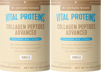 Vital Proteins Collagen Peptides Powder Advanced with Hyaluronic Acid & Vitamin C, Collagen Supplements, Unflavored, 12 Servings