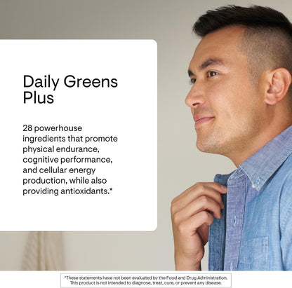 THORNE - Daily Greens Plus - Comprehensive Greens Powder with Matcha, Spirulina, Moringa and Adaptogen, Mushroom and Antioxidant Blends - Refreshing, Mint Flavor 7.3 Oz - 30 Servings