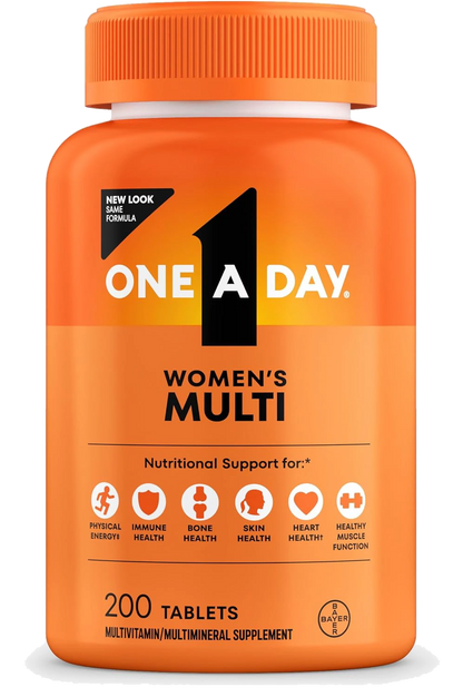 One A Day Multivitamin for Women- Daily Vitamins for Woman with Biotin, Calcium, Folic Acid, Iron & Zinc, Complete Women’s Vitamins, 200 Ct