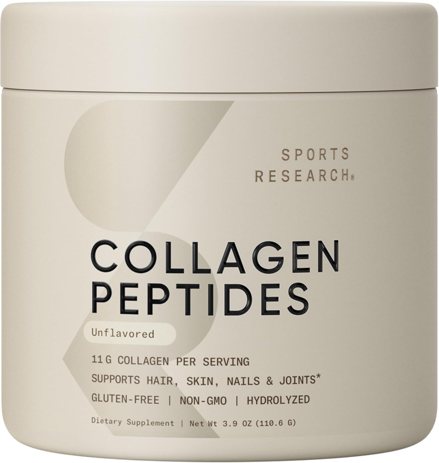 Sports Research® Collagen Beauty Complex - 30 Servings (Unflavored) | 5g Marine Collagen Peptides with Hyaluronic Acid, Vitamin C + Biotin | Skin & Joint Health | Pescatarian Freindly, Non-GMO