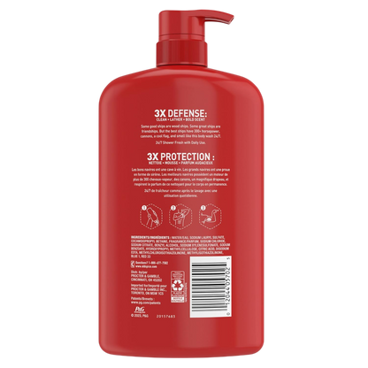 Old Spice Refreshing Body Wash for Men, 3X Defense, 24/7 Shower Fresh with Long Lasting Scent, Red Collection, Captain with Bergamot Scent, 33.4 oz
