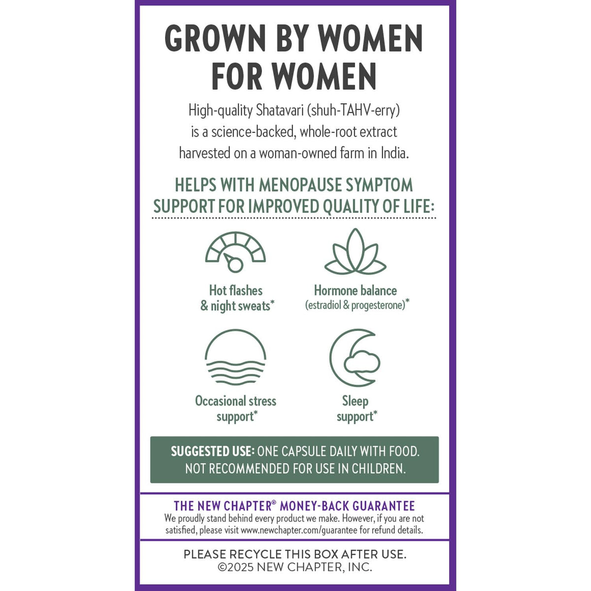 New Chapter Shatavari Supplement for Peri-Menopause & Post-Menopause Support – 4x Concentrated Herb Shatavari Relieves Hot Flashes & Night Sweats, Balances Women’s Hormones - Herbal Sleep Aid*, 30 ct