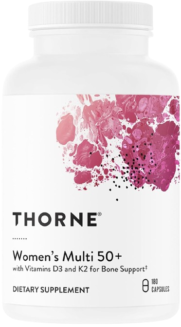 THORNE - Women's Multi 50+ - Comprehensive Daily Multi with Vitamins A, B6, B12, C, D, E, K, Zinc & More - Support Heart, Brain, Bone & Immune Health* - Third-Party Certified - 180 Capsules