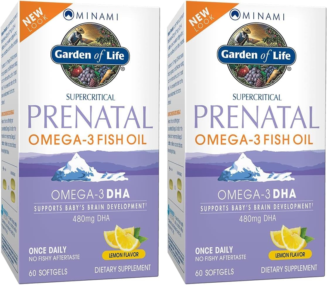Garden of Life Minami Prenatal Omega-3 DHA Fish Oil Supplement with 480mg DHA & 104mg EPA – Prenatal Omega 3 Fish Oil for Pregnancy & Breastfeeding, Non-GMO, Lemon Flavored, 30 Softgels