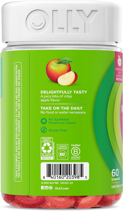 OLLY Metabolism Gummy Rings, Apple Cider Vinegar, Vitamin B12, Chromium, Energy and Digestive Health, Chewable Supplement, Apple Flavor - 30 Count