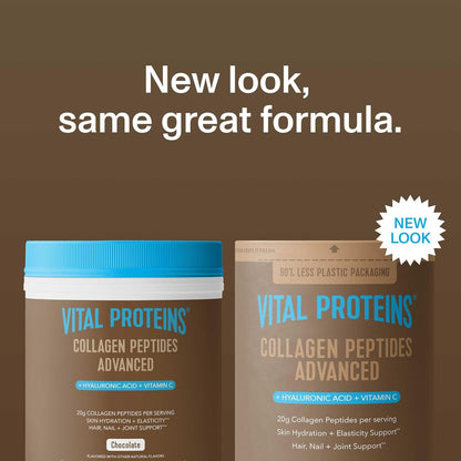 Vital Proteins Collagen Peptides Advanced, Hydrolyzed Peptides with Hyaluronic Acid and Vitamin C - Chocolate Flavor Powder, 24.7oz