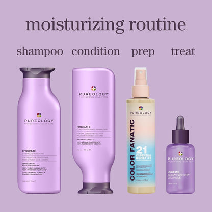 Pureology Hydrate Shampoo - For Dry or Color Treated Hair, Moisturizing Shampoo For Hydration & Softness, With Rose Extract & Green Tea, Vegan & Sulfate-Free