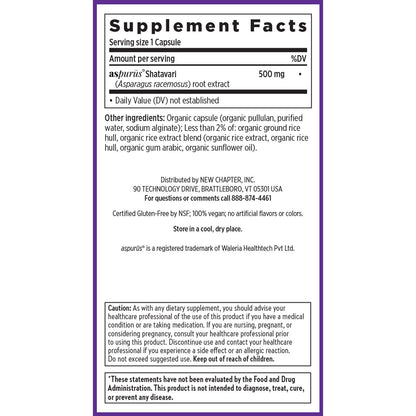 New Chapter Shatavari Supplement for Peri-Menopause & Post-Menopause Support – 4x Concentrated Herb Shatavari Relieves Hot Flashes & Night Sweats, Balances Women’s Hormones - Herbal Sleep Aid*, 30 ct