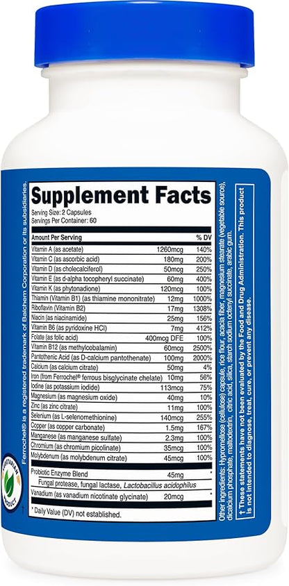 Nutricost Multivitamin with Probiotics 120 Vegetarian Capsules - Packed with Vitamins & Minerals