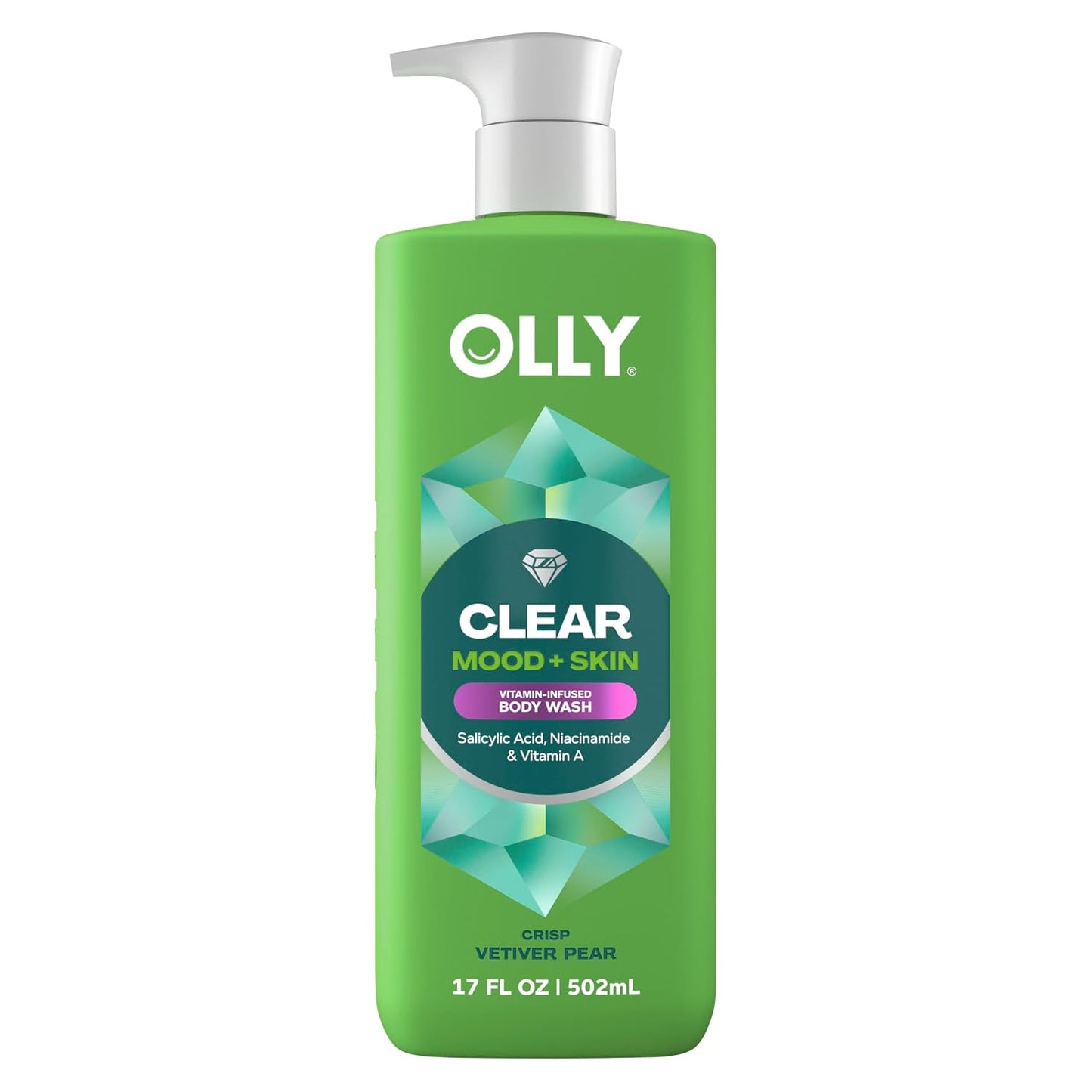 OLLY Body Wash Clear Mood + Skin with salicylic acid, niacinamide & vitamin A for smoother skin 17 Fl Oz