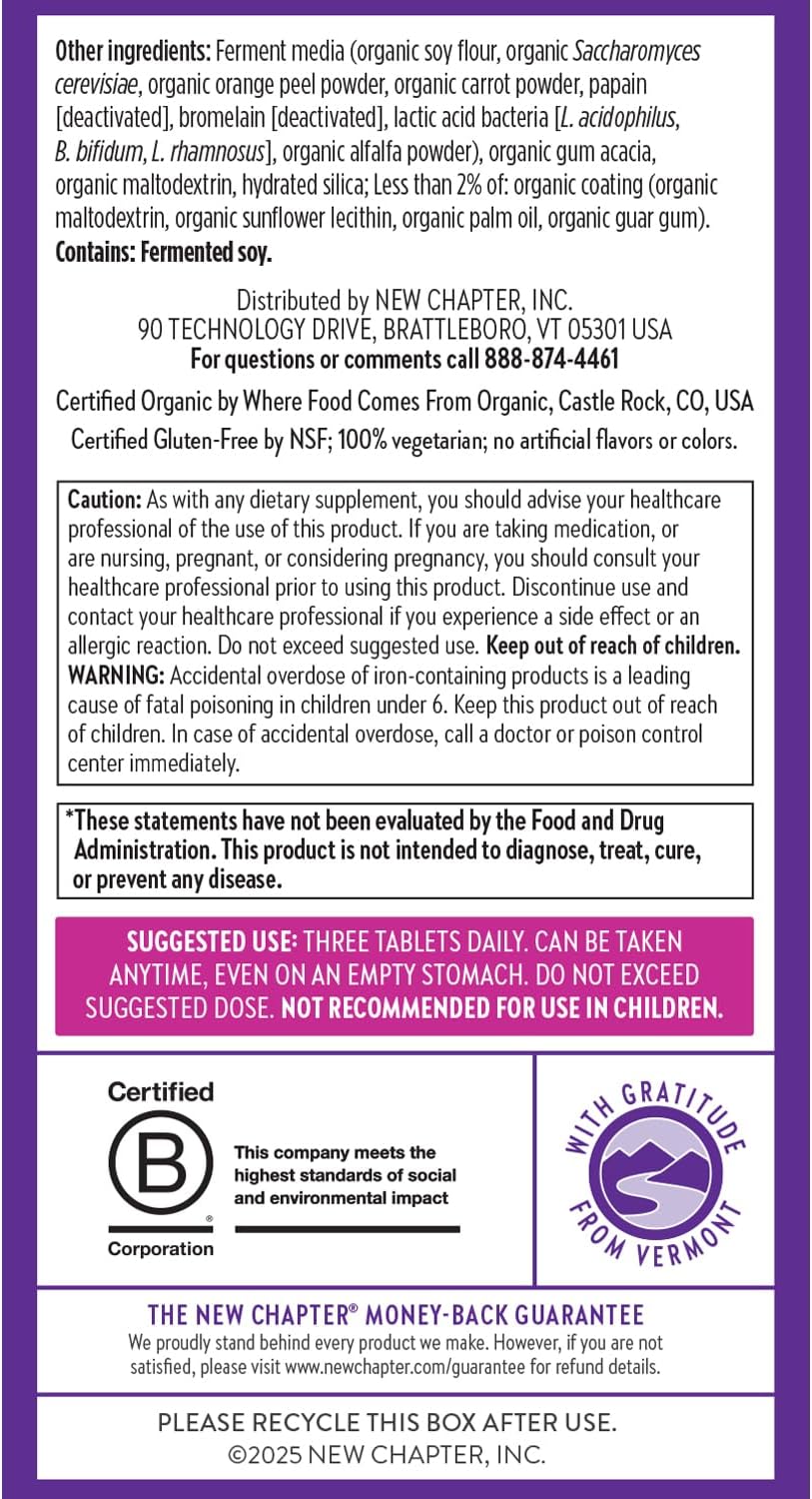 New Chapter, Postnatal Vitamins Lactation Supplement, Complete Multivitamin with Fermented Vitamin D3 + B Vitamins, Made with Organic Vegetables & Herbs, Non-GMO Ingredients, 96 Count