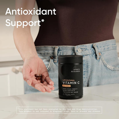 Sports Research® Liposomal Vitamin C 1000mg, 180 Liquid Capsules | Antioxidant Activity & Immune Support - Enhanced Absorption - Non-GMO Verified & Gluten Free - Ascorbic Acid Vitamin C
