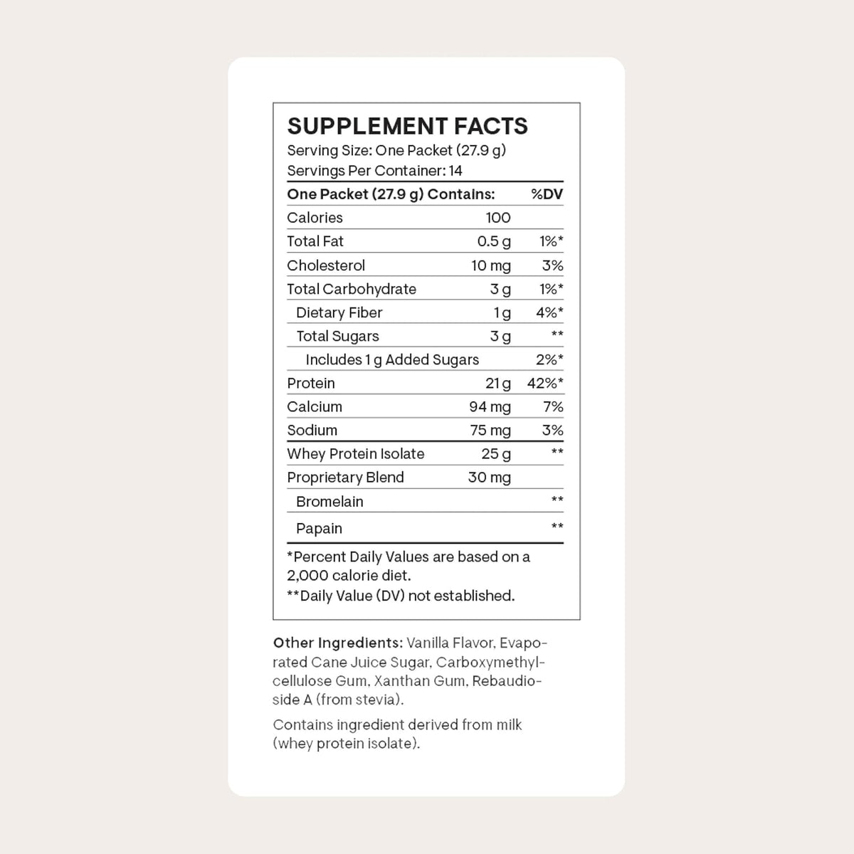 THORNE - Whey Protein Isolate - Balanced Amino Acids Profile with BCAAs - 21 Grams of Easy to Digest Whey Protein Powder - NSF Certified for Sport - Vanilla - Gluten & Soy-Free - 14 Packets