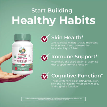 MARYRUTH'S Multivitamin Gummies for Women Ages 14+ | Immune Support | Hair & Skin Health | Reproductive Health | Vitamin A C D E B6 B12 Biotin Zinc Iodine | Organic | Vegan | Non-GMO | 60 Count