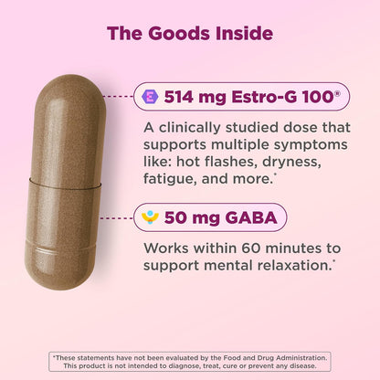 OLLY Mellow Menopause Supplements for Women, Supports Hot Flashes, Vaginal Dryness & Occasional Mood Swings,* Estro-G100®, GABA, Vegan Capsules, 1 Month Supply - 30 Count