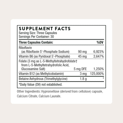 THORNE - Methyl-Guard Plus - Active Folate (5-MTHF) with Vitamins B2, B6 & B12 - Supports Methylation & Healthy Level of Homocysteine* - Gluten, Dairy & Soy-Free - 30 Servings