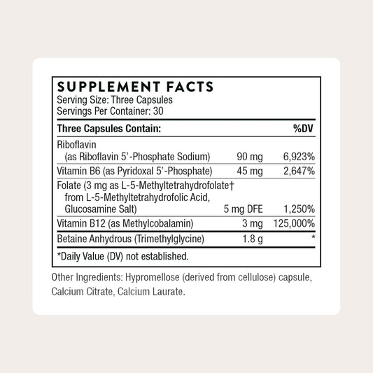 THORNE - Methyl-Guard Plus - Active Folate (5-MTHF) with Vitamins B2, B6 & B12 - Supports Methylation & Healthy Level of Homocysteine* - Gluten, Dairy & Soy-Free - 30 Servings
