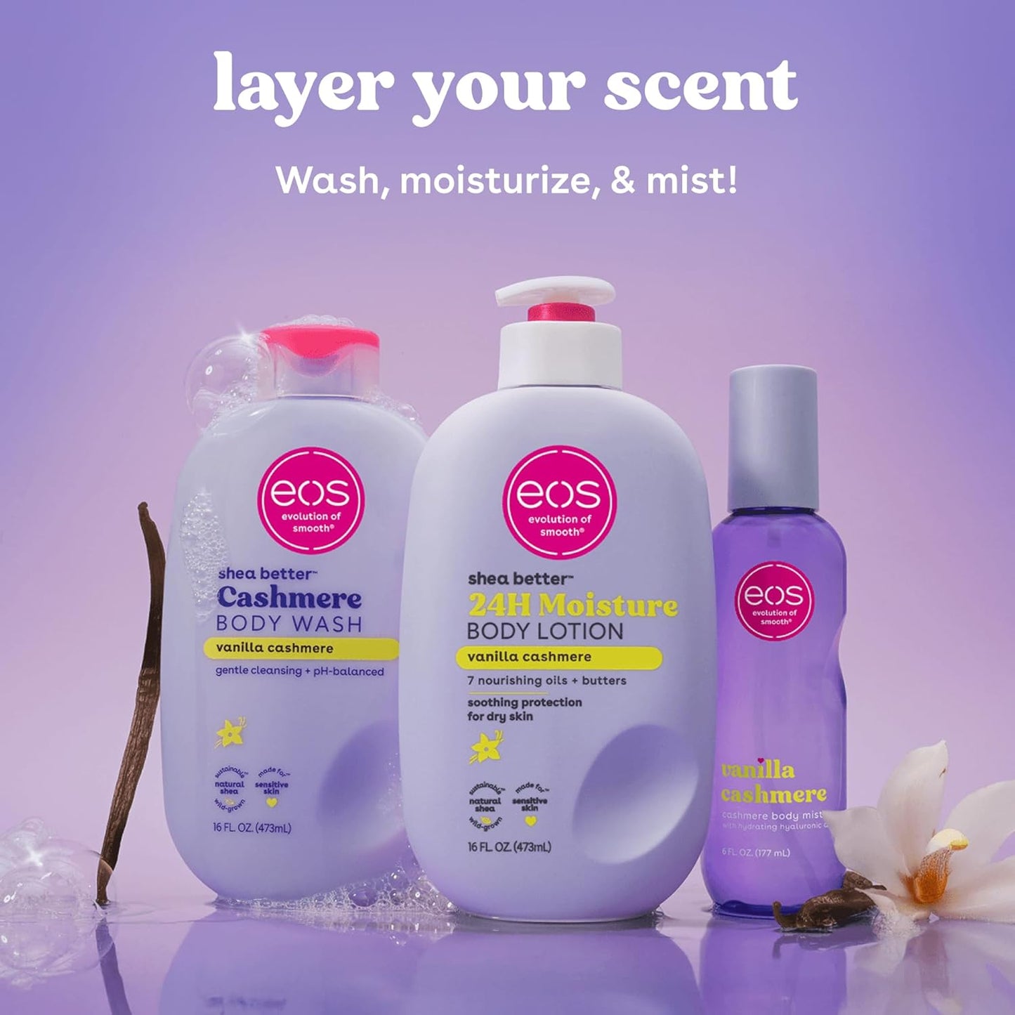 eos Cashmere Body Wash – Vanilla/Strawberry/Pink Champagne/Coconut Water/Creme De Pistachio/Fresh & Cozy Cashmere, Moisturizing Body Wash 16 Oz