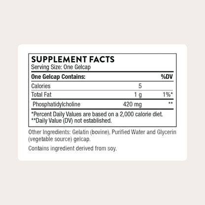 THORNE - Phosphatidyl Choline - Phospholipid Complex for Liver Support, Cholesterol Metabolism & Healthy Bile* - Third-Party Certified - Gluten & Dairy-Free - 60 Softgels