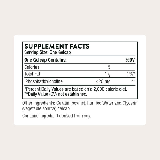 THORNE - Phosphatidyl Choline - Phospholipid Complex for Liver Support, Cholesterol Metabolism & Healthy Bile* - Third-Party Certified - Gluten & Dairy-Free - 60 Softgels