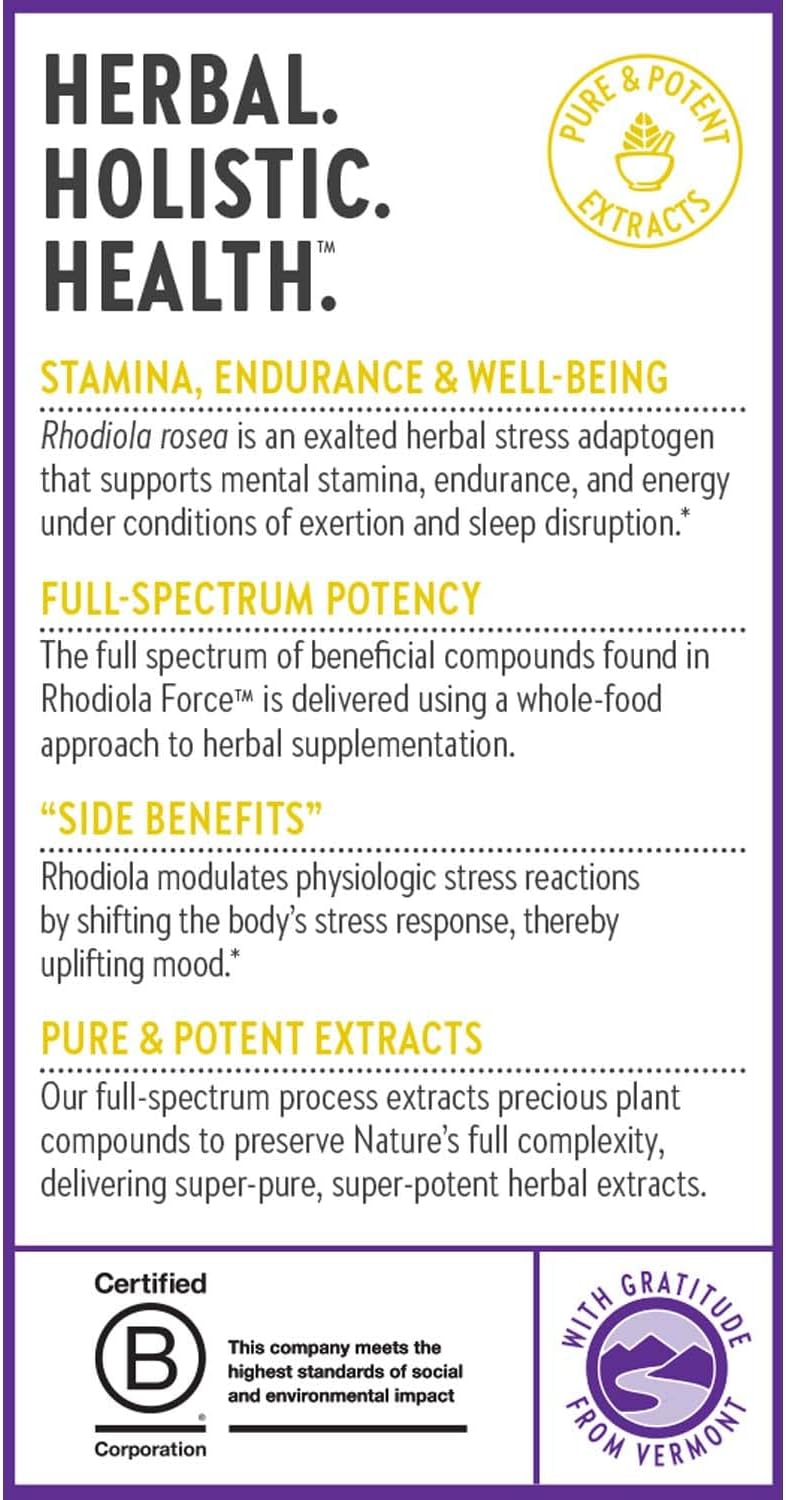 New Chapter Rhodiola Force 300mg with Potent Vegan Rhodiola for Mental Focus & Stamina, Endurance + Mood Support + Stress Adaptogen + Non-GMO Ingredients - 30 Count