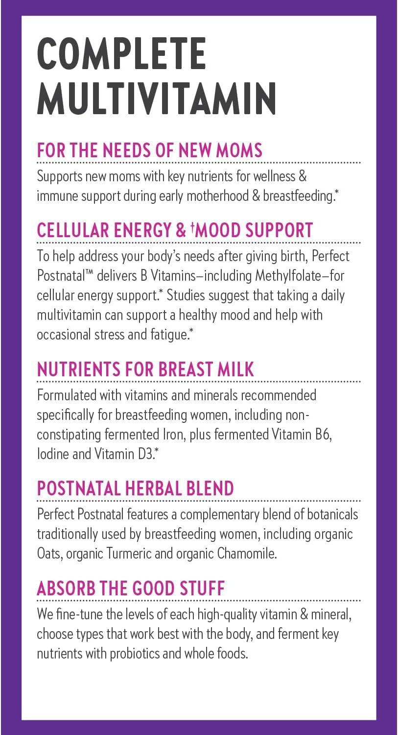 New Chapter, Postnatal Vitamins Lactation Supplement, Complete Multivitamin with Fermented Vitamin D3 + B Vitamins, Made with Organic Vegetables & Herbs, Non-GMO Ingredients, 96 Count