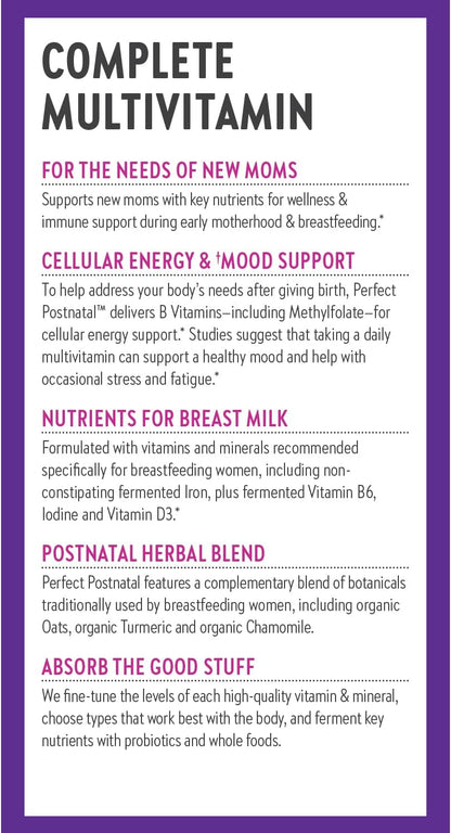 New Chapter, Postnatal Vitamins Lactation Supplement, Complete Multivitamin with Fermented Vitamin D3 + B Vitamins, Made with Organic Vegetables & Herbs, Non-GMO Ingredients, 96 Count