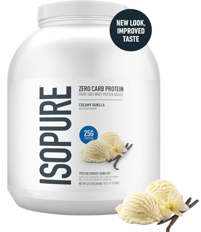 Isopure Zero Carb 100% Pure Whey Isolate Protein Powder, Lactose Free, Gluten Free, with Vitamins, Creamy Vanilla, 25g Protein Per Serving,