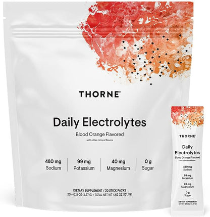 THORNE - Daily Electrolytes - Zero Sugar & Low-Calorie Electrolyte Powder Drink Mix - Flavors Derived from Natural Sources - NSF Certified for Sport - Watermelon - 30 Stick Packs