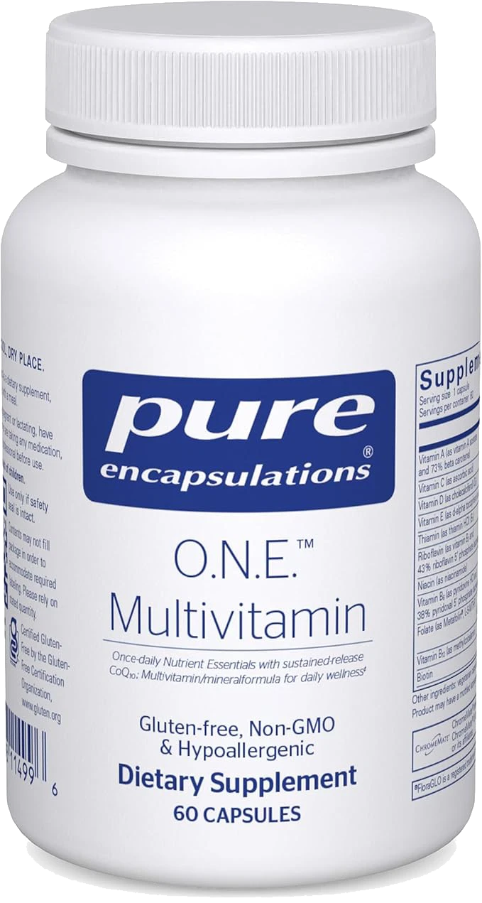 Pure Encapsulations O.N.E. Multivitamin - Once Daily Multivitamin with Antioxidant Complex Metafolin, CoQ10, and Lutein to Support Vision, Cognitive Function, and Cellular Health - 30/60/120 Capsules
