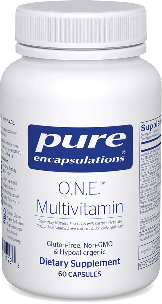 Pure Encapsulations O.N.E. Multivitamin - Once Daily Multivitamin with Antioxidant Complex Metafolin, CoQ10, and Lutein to Support Vision, Cognitive Function, and Cellular Health - 30/60/120 Capsules