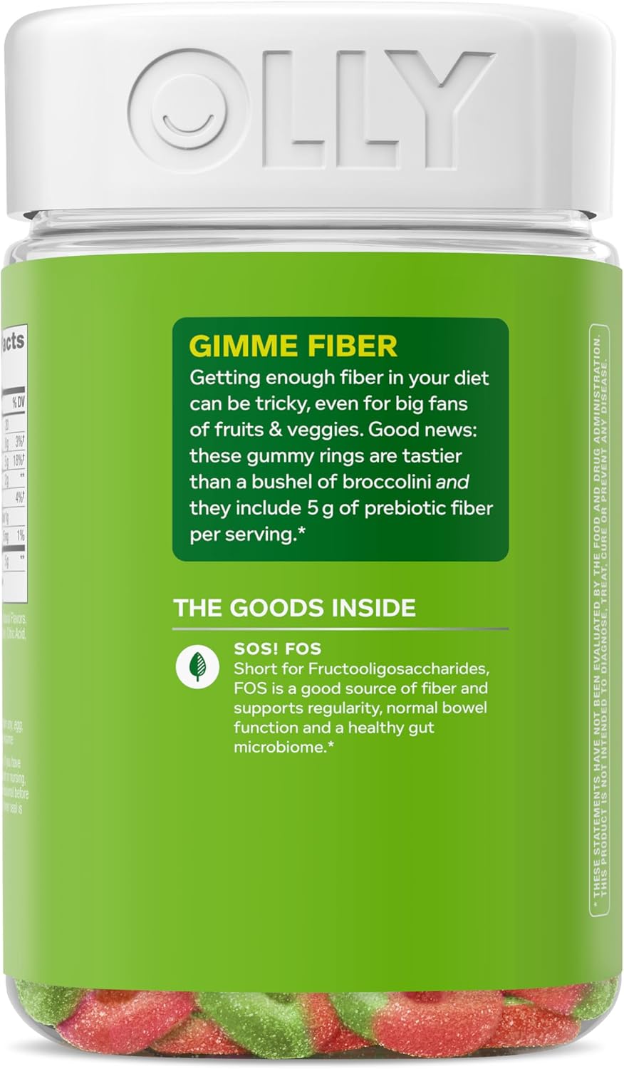 Olly, Fiber Gummy Rings, 5g Fos Prebiotic Fiber, Digestive Health Supplement,* Strawberry Watermelon Flavored, 25 Day Supply, 50 Count