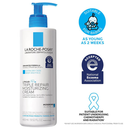 La Roche-Posay Lipikar AP+MAX Triple Repair Moisturizing Body Cream | Face & Body Lotion for Dry Skin with Shea Butter & Niacinamide | Gentle Moisturizer for Very Dry, Rough & Sensitive Skin