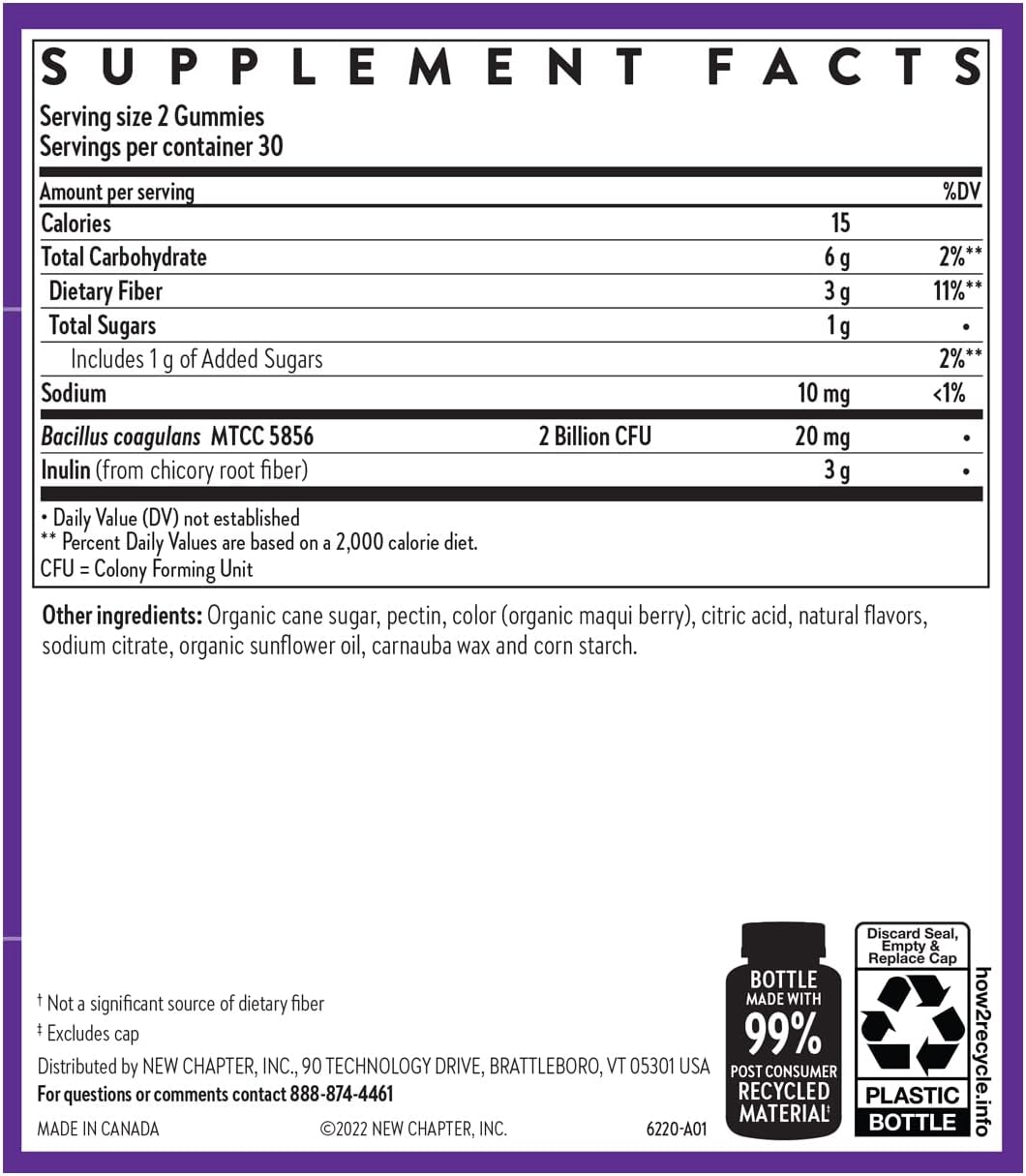 New Chapter Probiotic Gummies for Women and Men, All-Flora (1 Month Supply) – 55% Less Sugar+, Formulated for Holistic Gut Health Support with Probiotics + Prebiotic Fiber + 100% Vegan + Non-GMO