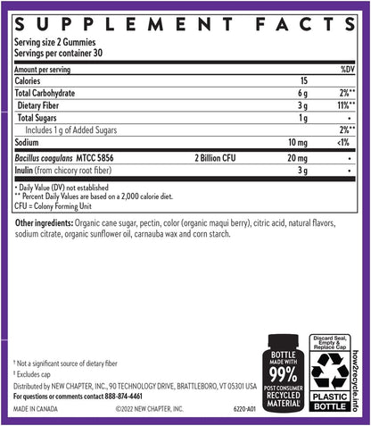 New Chapter Probiotic Gummies for Women and Men, All-Flora (1 Month Supply) – 55% Less Sugar+, Formulated for Holistic Gut Health Support with Probiotics + Prebiotic Fiber + 100% Vegan + Non-GMO
