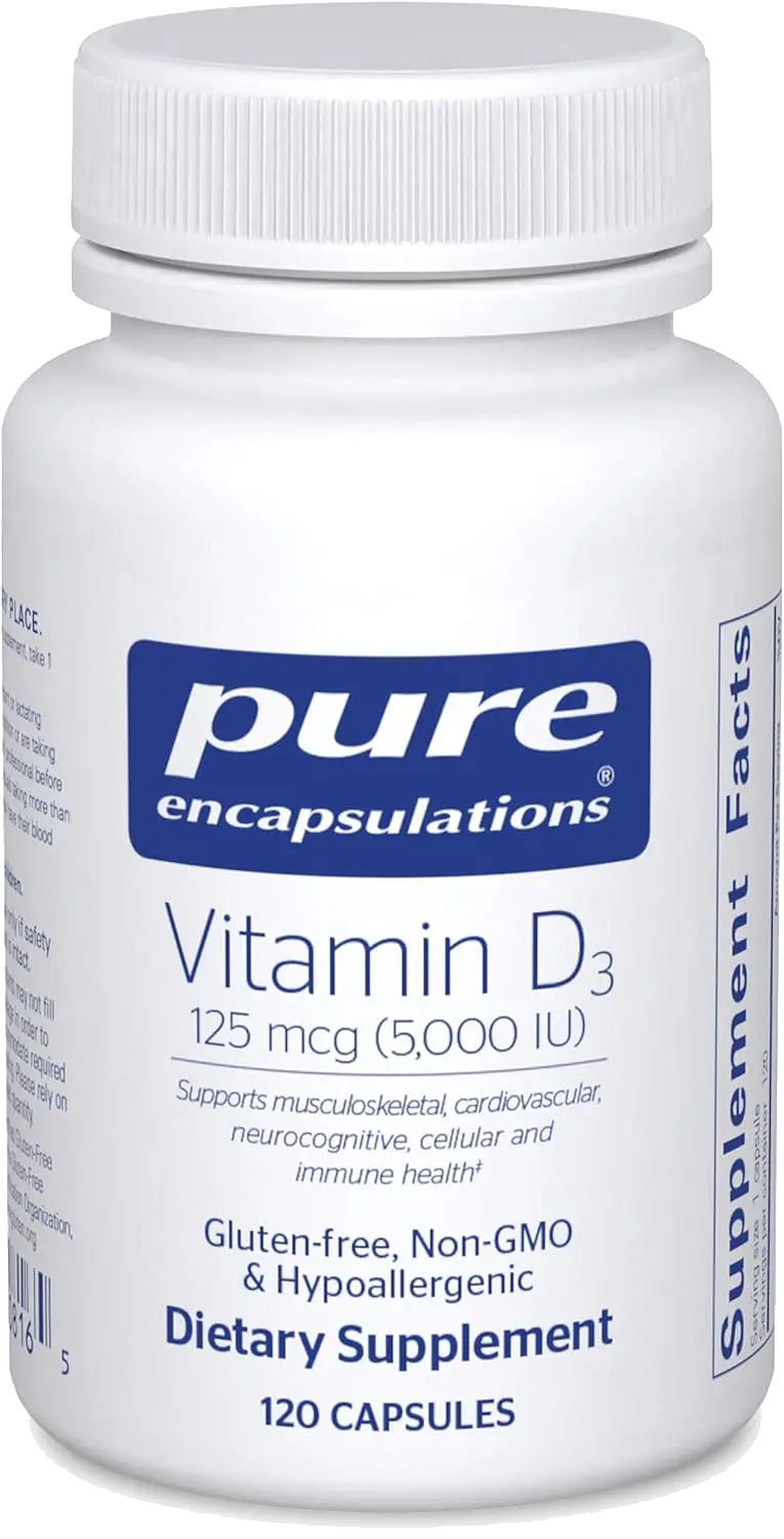 Pure Encapsulations Vitamin D3 125 mcg (5,000 IU) - Supplement to Support Bone, Joint, Breast, Heart, Colon, and Immune Health* - with Vitamin D - 120 Capsules