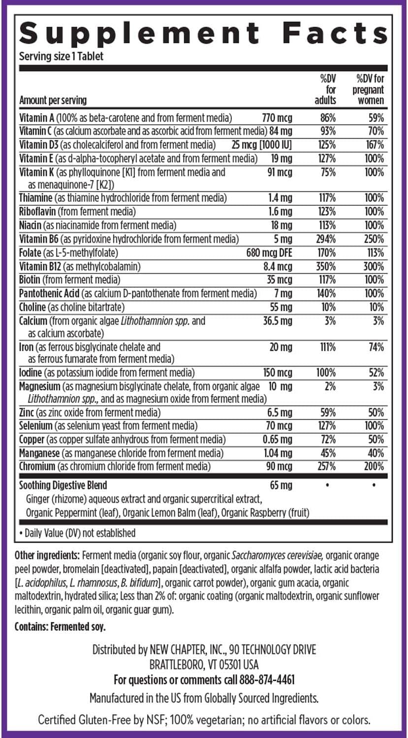 New Chapter Prenatal Vitamins, One Daily Prenatal Multivitamin Enhanced for Age 35+ with Methylfolate + Choline for Healthy Mom & Baby, Gluten Free & Non-GMO- 30 ct