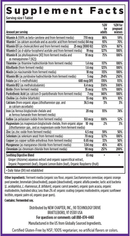 New Chapter Prenatal Vitamins, One Daily Prenatal Multivitamin Enhanced for Age 35+ with Methylfolate + Choline for Healthy Mom & Baby, Gluten Free & Non-GMO- 30 ct
