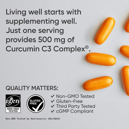 Sports Research® Turmeric Curcumin w/Coconut Oil & BioPerine® - 60 Count | Made with Curcumin C3 Complex® 500mg | Standardized to 95% Active Curcuminoids | Non-GMO, Gluten-Free - 60 Softgels
