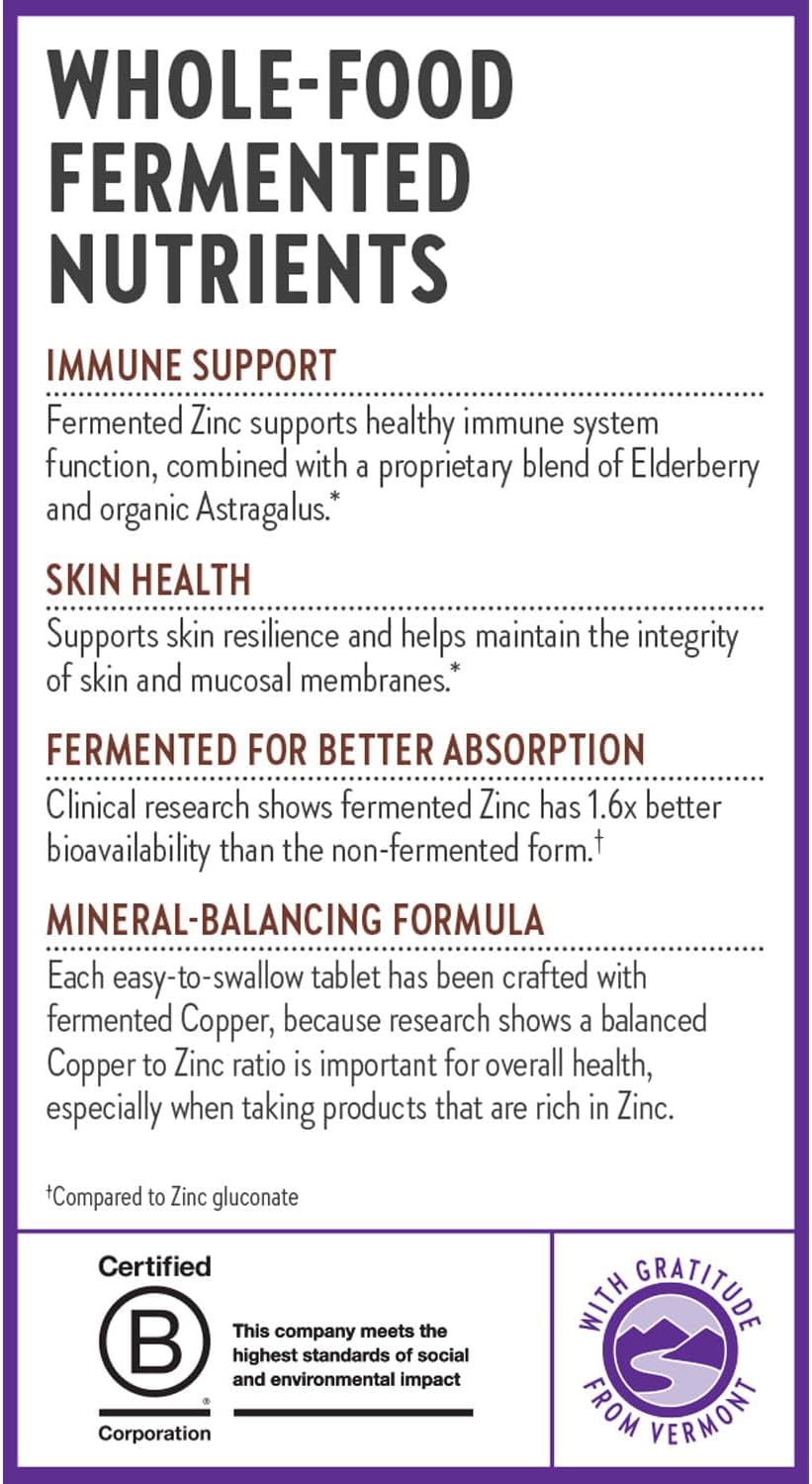 New Chapter Zinc Supplement, Fermented Zinc Complex, ONE Daily for Immune Support + Skin Health, Mineral-Balancing Formula Rich in Copper, Easy to Swallow & Digest, 30 Count (1 Month Supply)