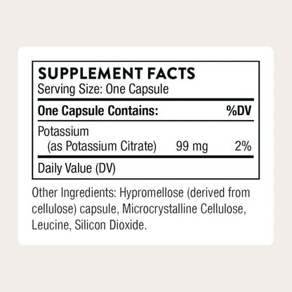 THORNE - Potassium Citrate - Essential Electrolyte Supplement for Muscle Function, Heart Health, Nerve Function & Urinary Tract Health Support* - Third-Party Certified - Gluten-Free - 90 Capsules