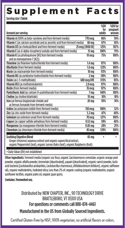 New Chapter Prenatal Vitamins, One Daily Prenatal Multivitamin with Methylfolate + Choline for Healthy Mom & Baby, Gluten Free & Non-GMO, 30 Count