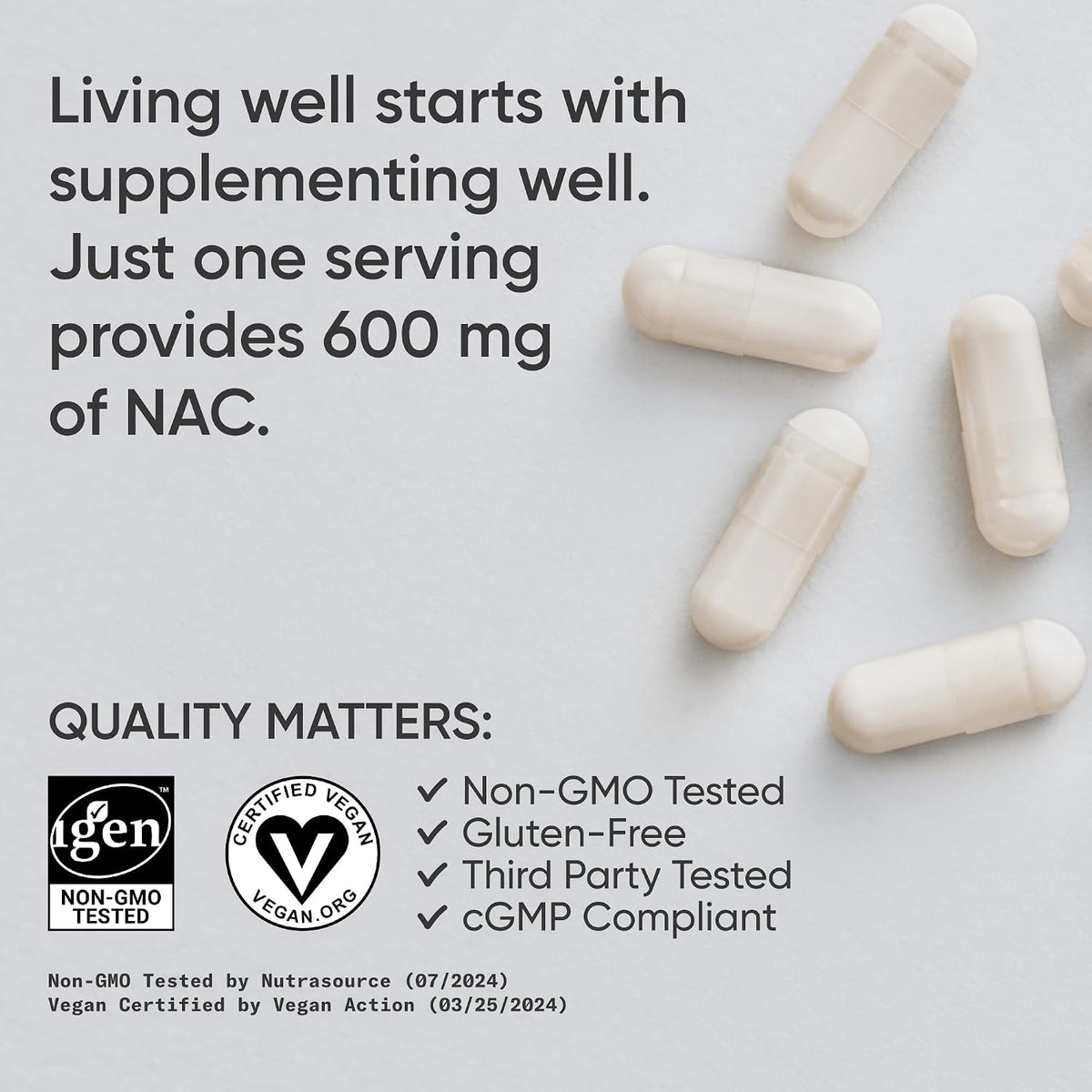 Sports Research® Vegan NAC (N-Acetyl Cysteine) 600mg, 90 Veggie Caps | Amino Acid Supplement for Immune Support | Vegan Certified, Non-GMO, 90 Servings