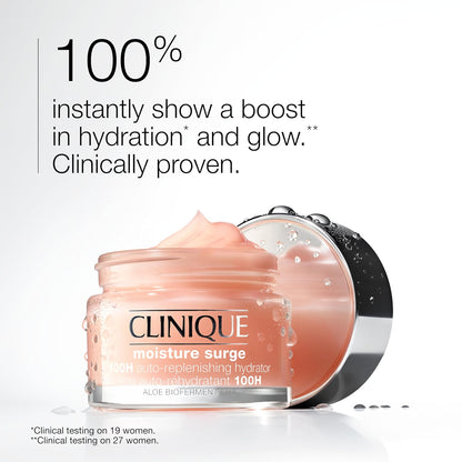 Clinique Moisture Surge 100H Auto-Replenishing Hydrator Oil Free Face Moisturizer | With Hyaluronic Acid, Aloe Bioferment and Vitamins C + E | For All Skin Types | Hydrating + Moisturizing