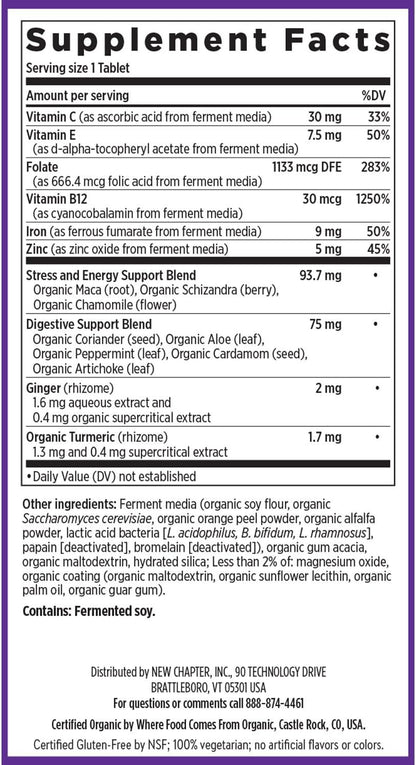 New Chapter Iron Supplement, Whole-Food Fermented Iron Complex Made with Organic Vegetables & Herbs + One Daily Non-Constipating Dose- 60ct, 2 Month Supply