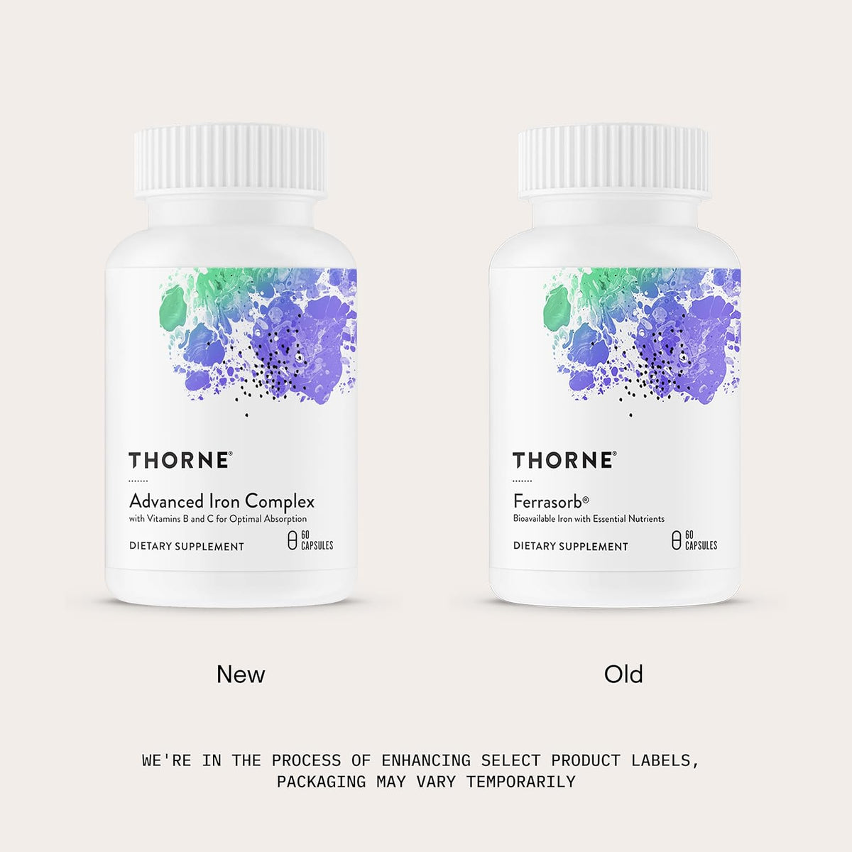 THORNE - Advanced Iron Complex - Complete Blood Support Formula* - Elemental Iron, Folate, B and C Vitamins for Optimal Absorption - Chelated Iron Supplement - Gluten, Dairy & Soy-Free - 60 Capsules