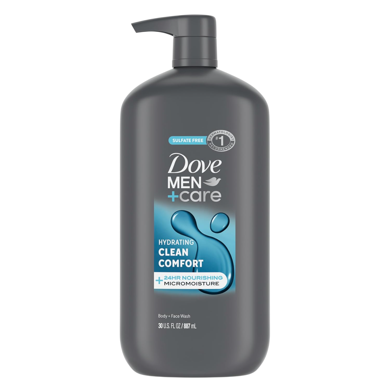 DOVE MEN + CARE Body and Face Wash Hydrating Clean Comfort Men's Body Wash with 24-Hour Nourishing Micromoisture Technology 30 oz
