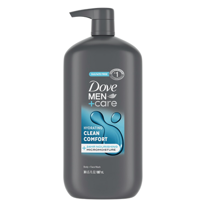 DOVE MEN + CARE Body and Face Wash Hydrating Clean Comfort Men's Body Wash with 24-Hour Nourishing Micromoisture Technology 30 oz