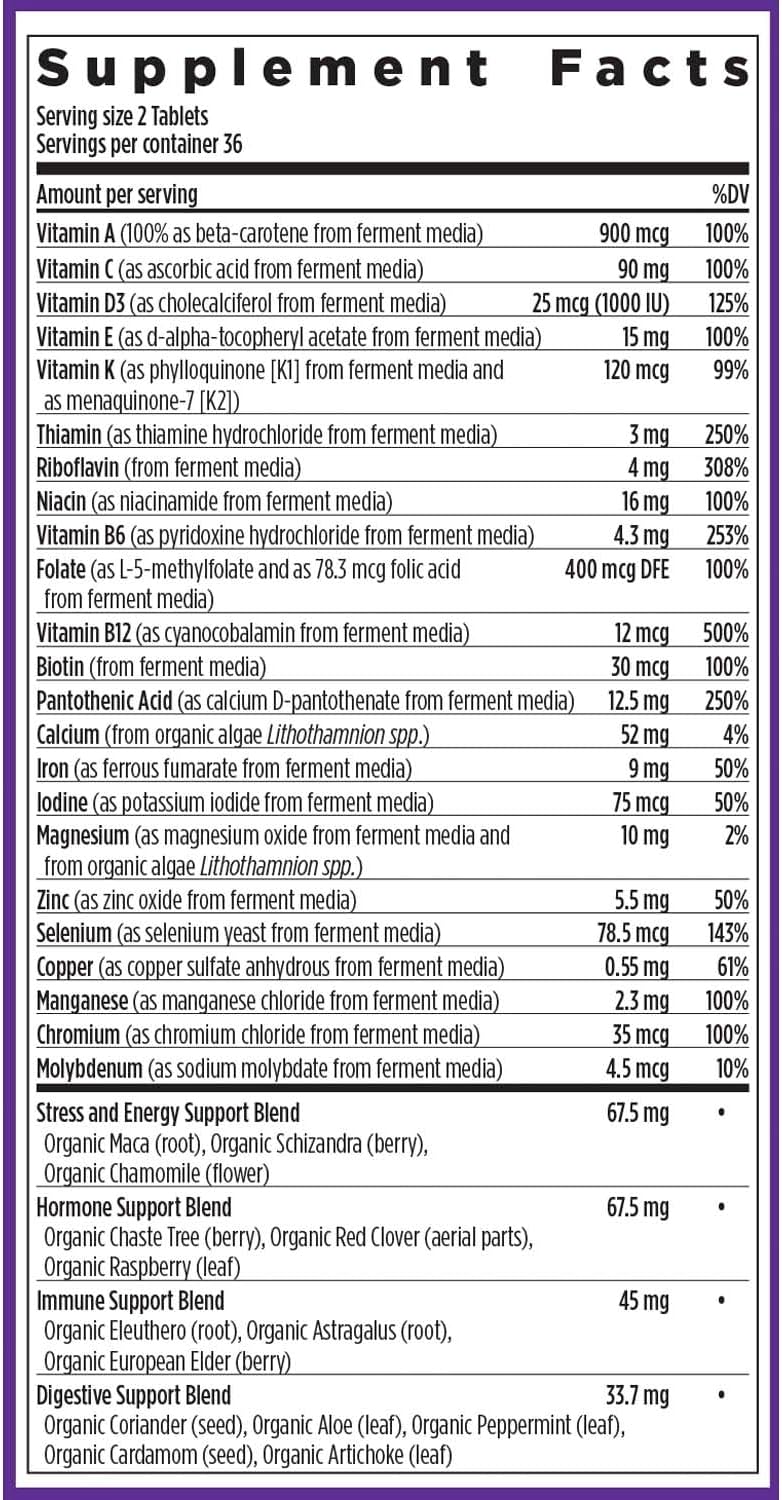 New Chapter Women's Multivitamin Advanced Formula for Stress, Bone, Immune, Beauty & Energy Support, Higher Levels of Whole-Food Fermented Essential Nutrients for Women + Iron + Vitamin D3, 72 Count