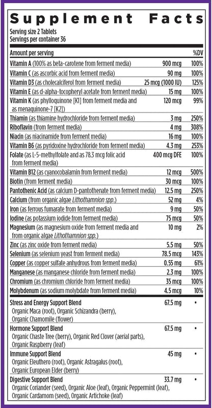 New Chapter Women's Multivitamin Advanced Formula for Stress, Bone, Immune, Beauty & Energy Support, Higher Levels of Whole-Food Fermented Essential Nutrients for Women + Iron + Vitamin D3, 72 Count